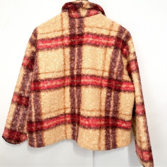 Knox Rose Sherpa Blazer Size Medium Plaid Colorful Jacket Fuzzy - Picture 3 of 8